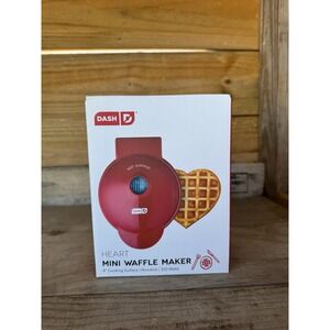 DASH Mini Waffle Maker Machine for Individuals, Paninis, 4 Inch, Red Heart‎